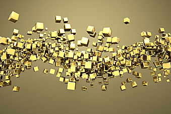 3D фотообои с золотыми кубиками. (Номер по каталогу: 25002)