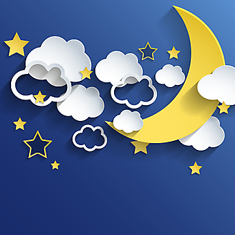 Ночной 3D фон с облаками и луной. (Номер по каталогу: 25034)