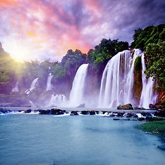 Закат на водопаде Banyue. Вьетнам (Каталог номер: 01025)