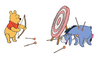Винни-Пух  играет с осликом Иа. (Код изображения: 10152)