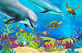 Коралловый риф с дельфинами (Каталог номер: 10264)