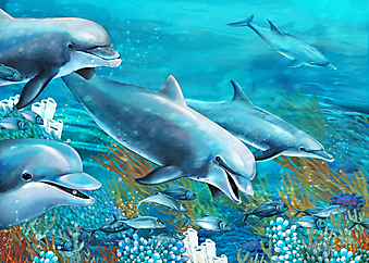 Дельфины. (Код изображения 07023)