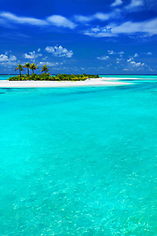 Остров с кокосовыми пальмами. (Код изображения: 05092)