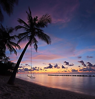 Вечерний пляж с качелями, Мальдивы (Каталог номер: 05134)